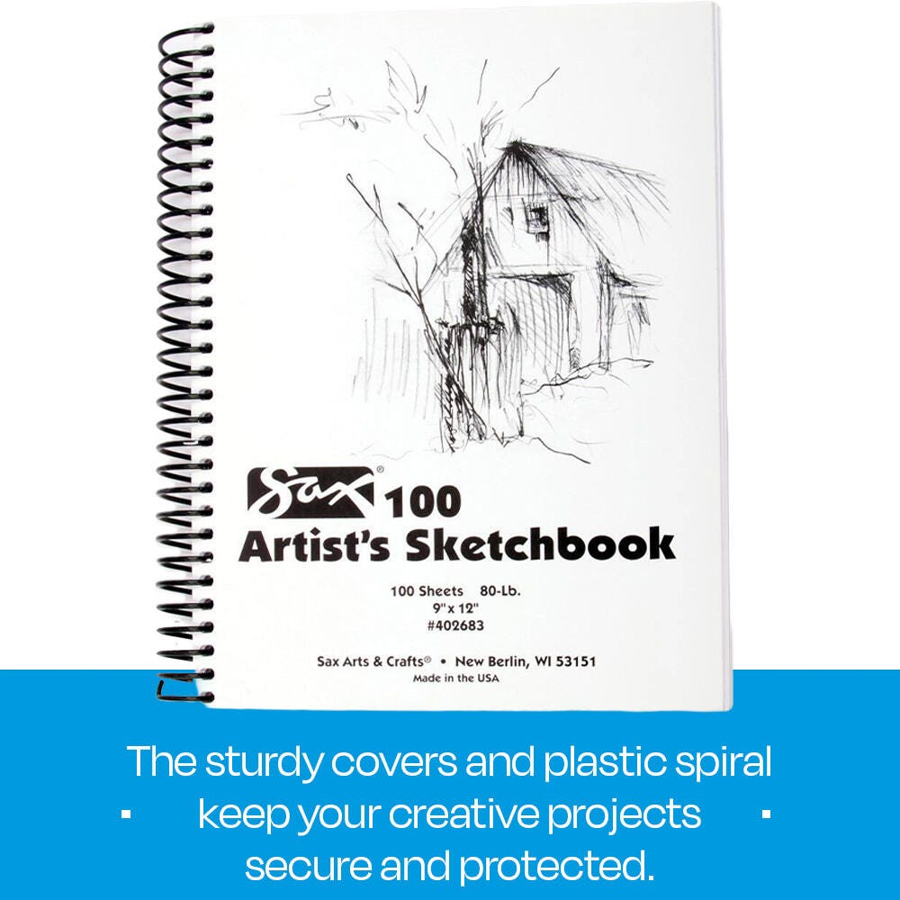 Sax 100 Artist's Sketchbook, 80 lb, 9x12 Inches, White